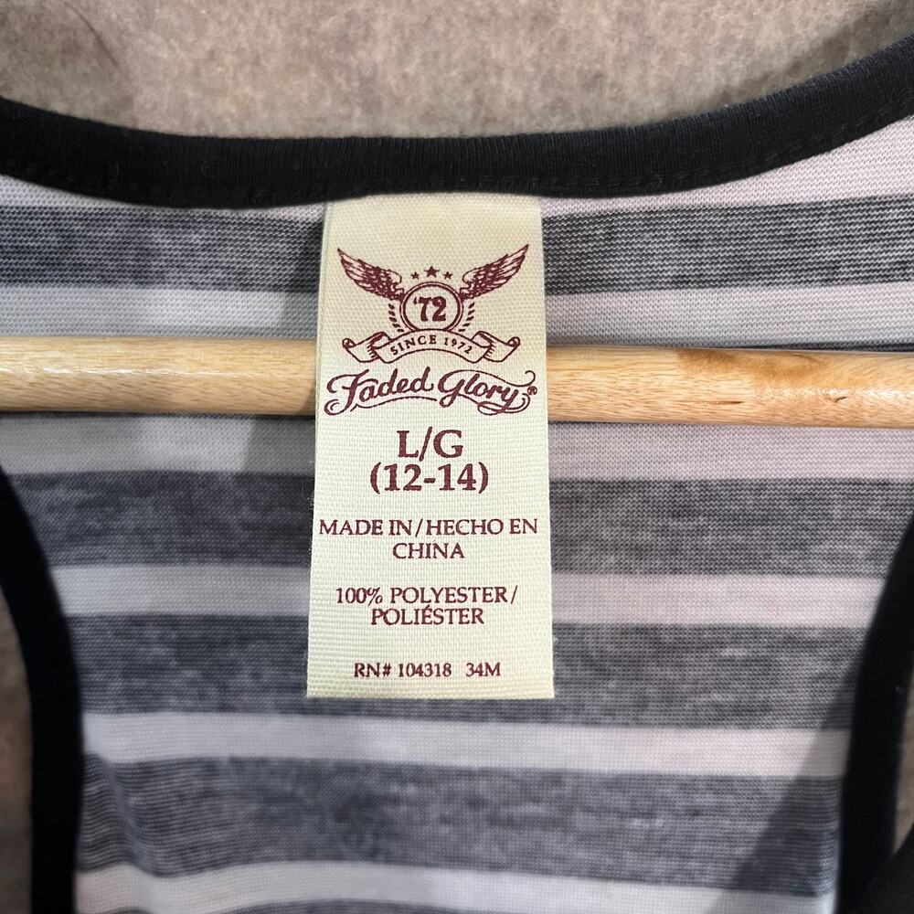 Faded Glory Black‎ White Strip Dress Size Large - Picture 3 of 7